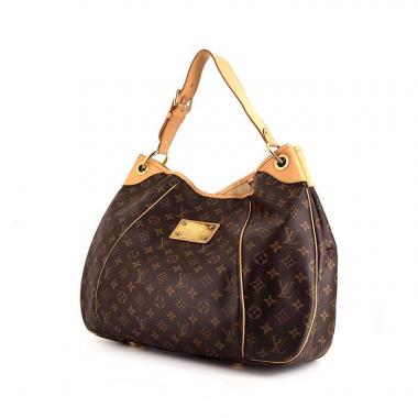 Sac à main Louis Vuitton Galliera grand modèle en toile monogram marron et cuir naturel