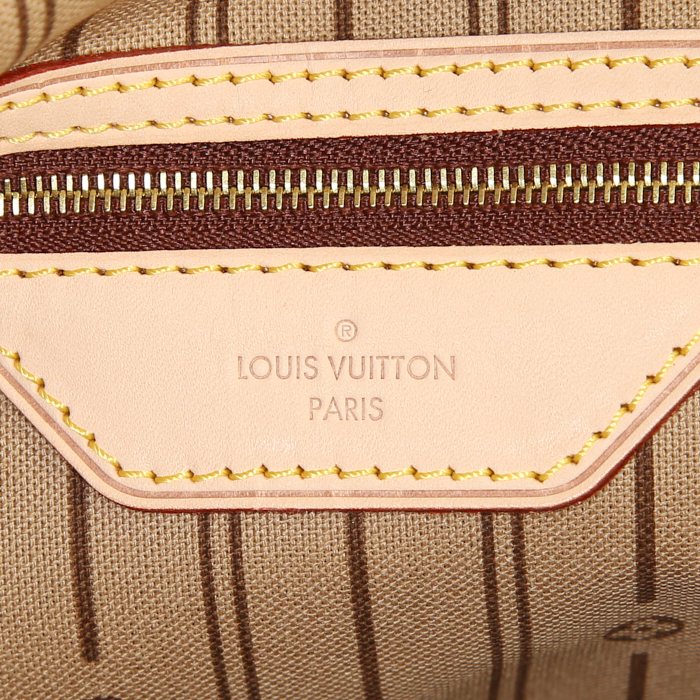 Borsa da spalla o a mano Louis Vuitton Delightful in tela monogram marrone e pelle naturale - Detail D3