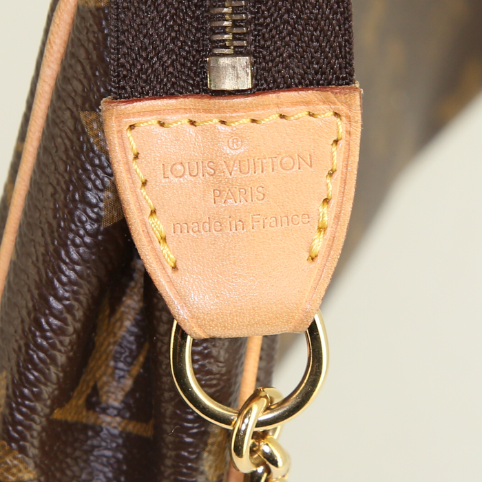 Pochette Louis Vuitton Eva in tela monogram marrone e pelle naturale - Detail D3