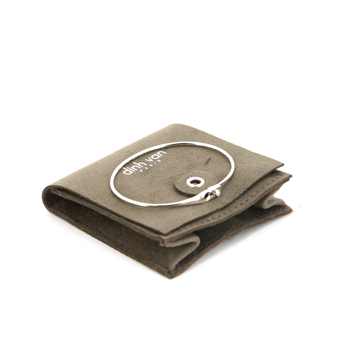 Rigid opening Dinh Van Serrure bracelet in white gold and diamonds, size 15