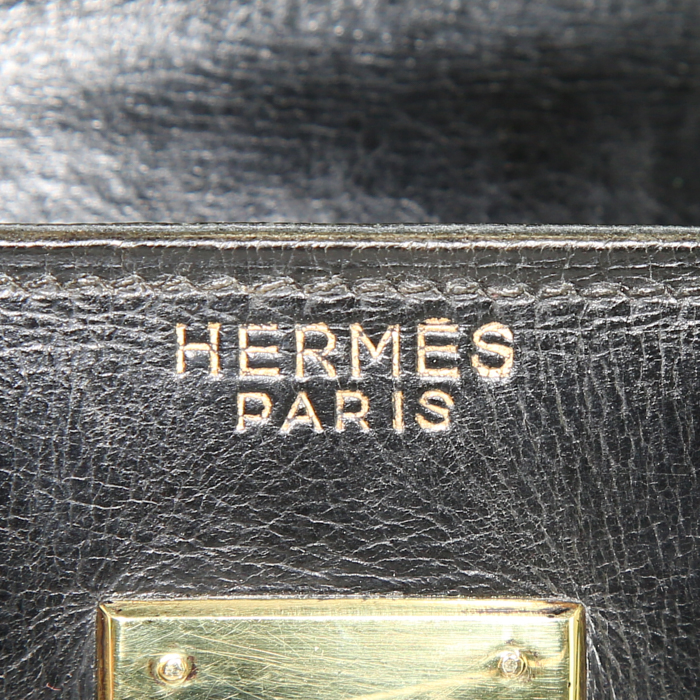 Borsa Hermes Kelly 35 cm in pelle box nera - Detail D4