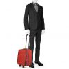 Prada suitcase in red leather saffiano - Detail D1 thumbnail