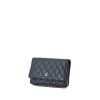 Chanel Wallet on Chain shoulder bag in metallic blue quilted grained leather - 00pp thumbnail