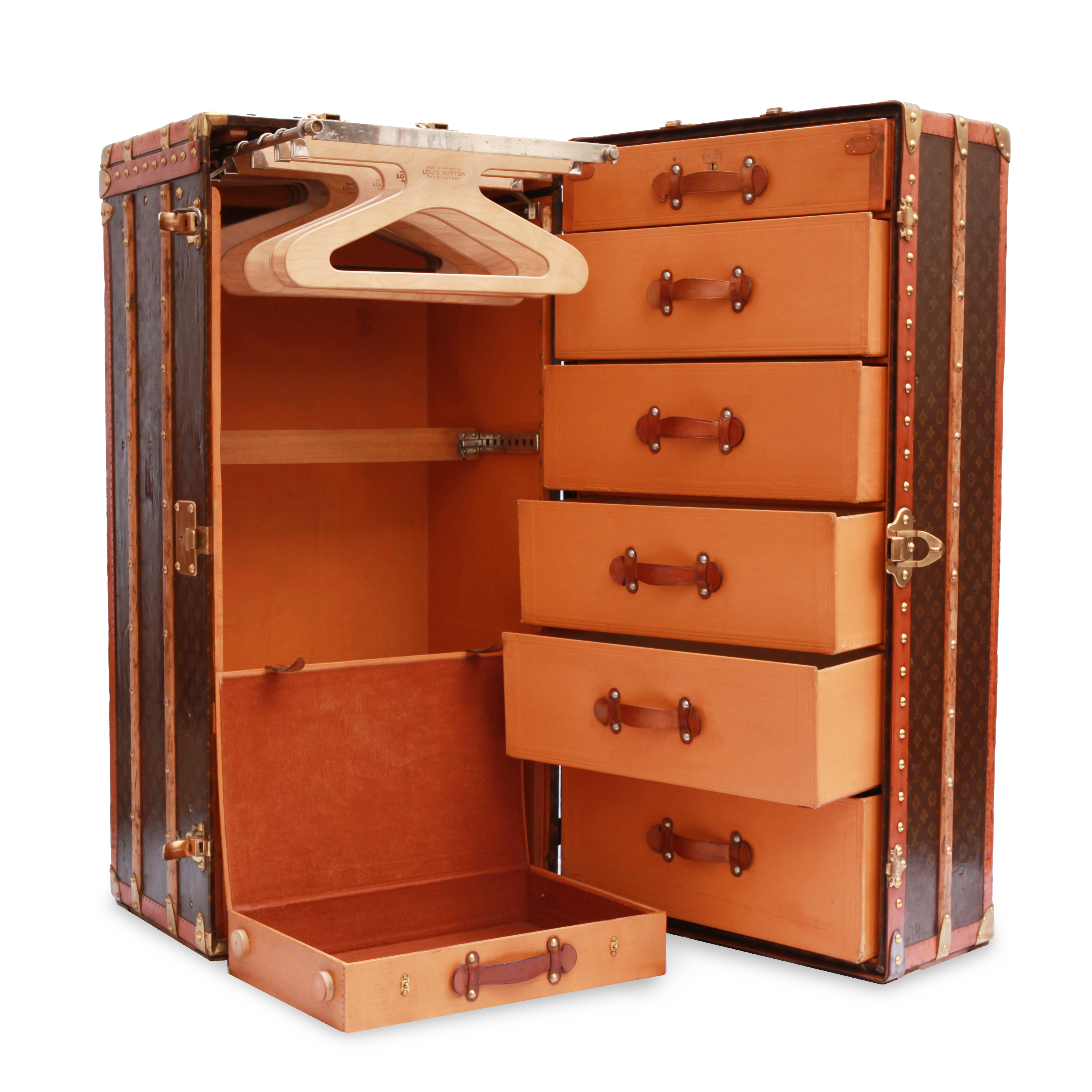 Malle Louis Vuitton Wardrobe en toile monogram enduite et lozine marron - Detail D3