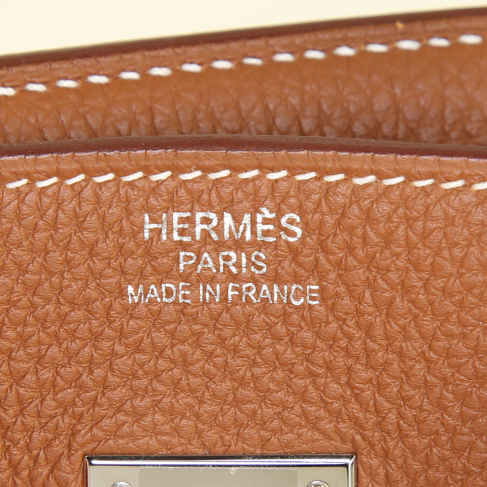Sac Hermes Birkin 35 cm en cuir togo gold - Detail D3