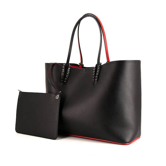Shopping bag Christian Louboutin in pelle nera e pelle rossa - 00pp