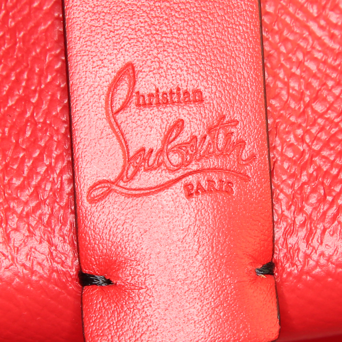 Christian Louboutin shopping bag in black leather and red leather - Detail D3