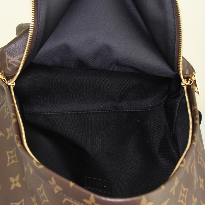 Sac à dos Louis Vuitton Palm Springs Backpack grand modèle en toile monogram marron et cuir noir - Detail D2