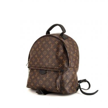 Sac à dos Louis Vuitton Palm Springs Backpack grand modèle en toile monogram marron et cuir noir