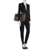 Celine Belt medium model handbag in black leather and tweed - Detail D1 thumbnail