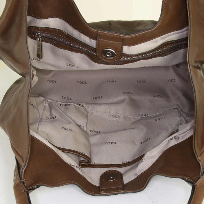Borsa da spalla o a mano Tod's Ivy in pelle marrone - Detail D2