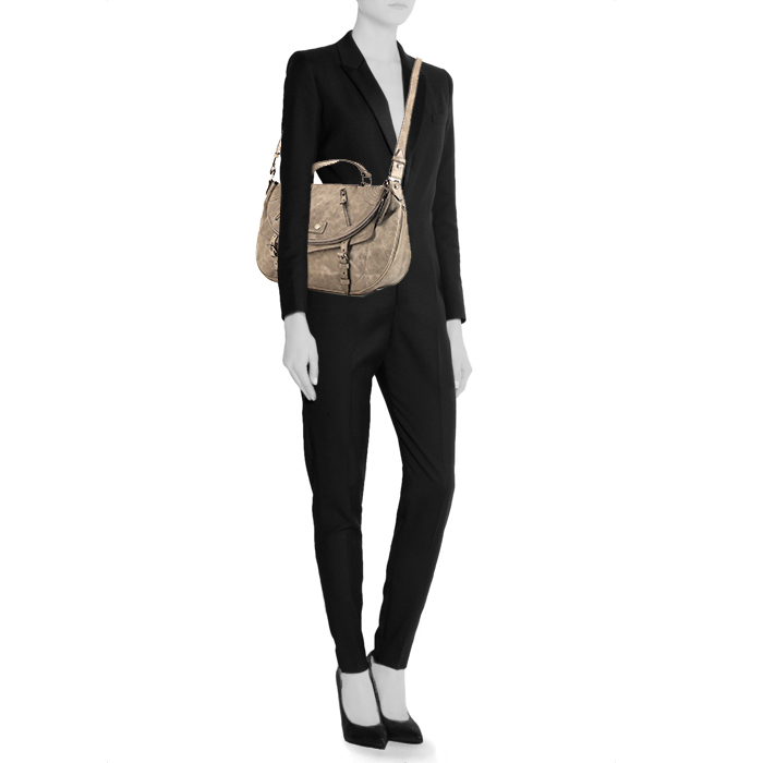 Bolso bandolera Alexander McQueen Faithful en cuero gris - Detail D2