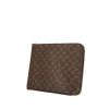 Bolsito de mano Louis Vuitton Poche-documents modelo mediano en lona Monogram marrón y cuero color coñac - 00pp thumbnail