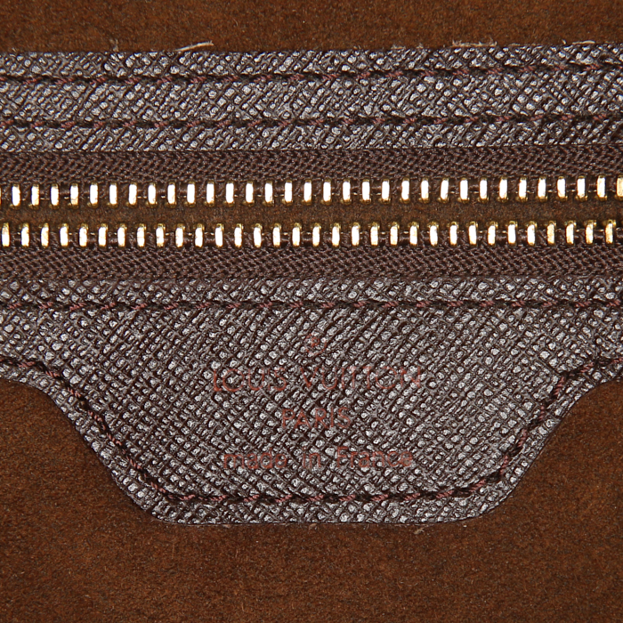 Bolso de mano Louis Vuitton Venise en lona a cuadros ébano y cuero marrón - Detail D3