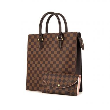Borsa Louis Vuitton Venise in tela a scacchi ebana e pelle marrone