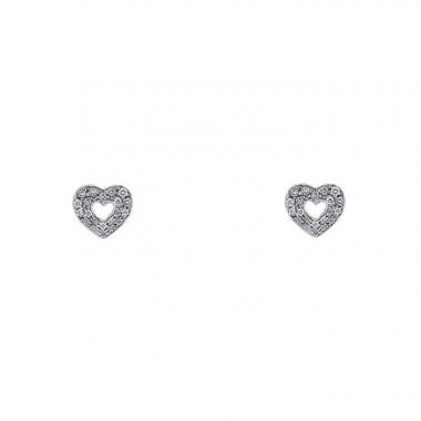Paire de clous d'oreilles Poiray Coeur Secret en or blanc et diamants