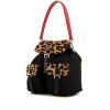 Prada bag worn on the shoulder or carried in the hand in black canvas and leopard foal - 00pp thumbnail