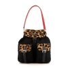 Prada bag worn on the shoulder or carried in the hand in black canvas and leopard foal - 360 thumbnail