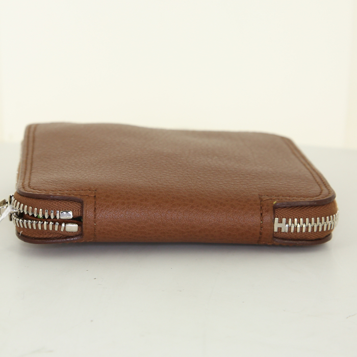 Bolso Cabás Hermes Silkin en cuero granulado marrón y seda negra - Detail D4
