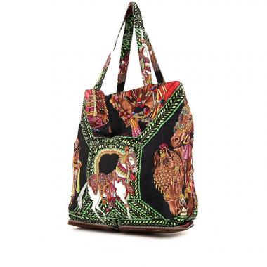 Bolso Cabás Hermes Silkin en cuero granulado marrón y seda negra