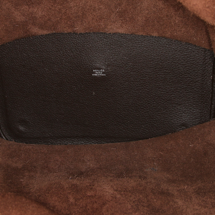 Sac à main Hermes Picotin taille XXL en cuir togo marron et jonc orange - Detail D2