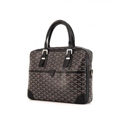 Porte-documents Goyard Ambassade en toile Goyardine noire et cuir noir