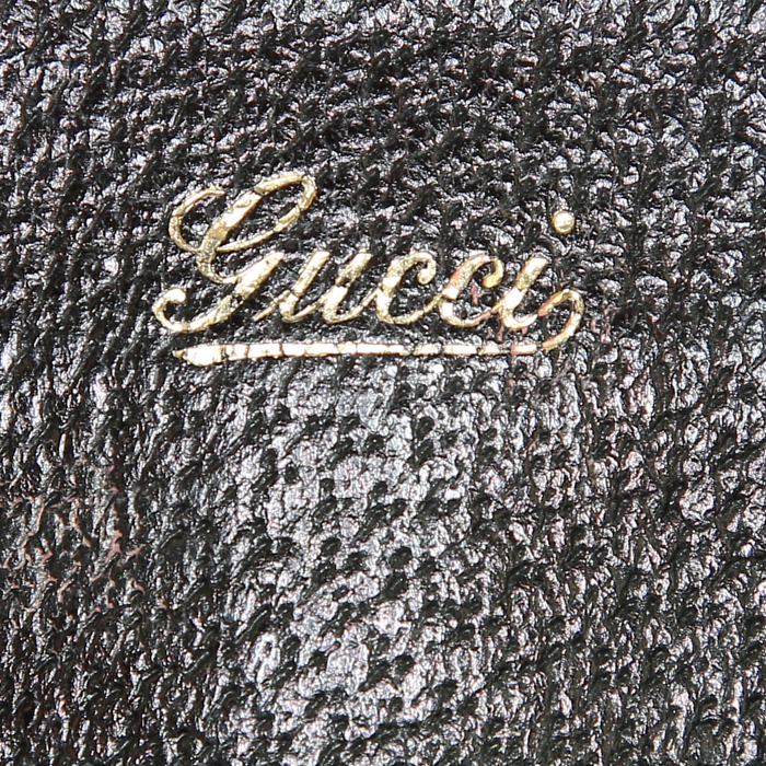 Borsa da spalla o a mano Gucci Gucci Vintage in tela monogram nera e pelle nera - Detail D3