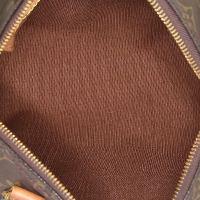 Borsa Louis Vuitton Speedy 25 cm in tela monogram cerata marrone e pelle naturale - Detail D2