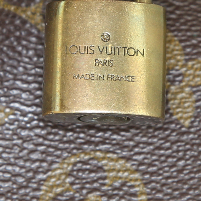 Sac à main Louis Vuitton Speedy 25 cm en toile monogram enduite marron et cuir naturel - Detail D3