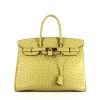 Hermes Birkin 35 cm handbag in anise green ostrich leather - 360 thumbnail