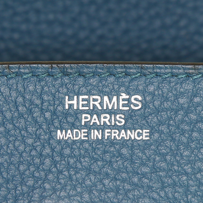 Hermes Birkin 35 cm handbag in blue Cobalt togo leather - Detail D3