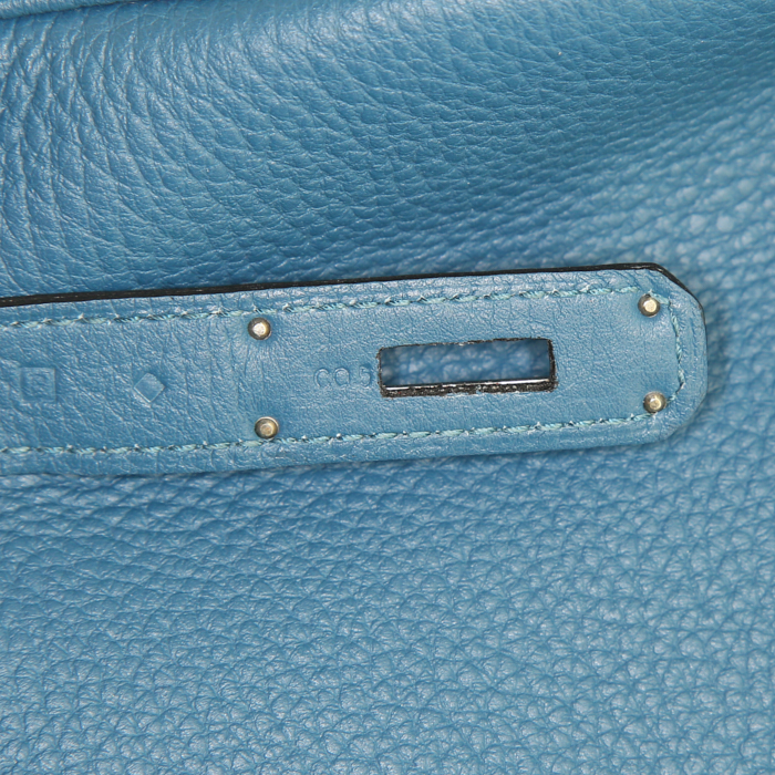 Sac à main Hermes Birkin 35 cm en cuir togo bleu Cobalt - Detail D4