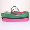 Prada Bibliothèque large model shoulder bag in green, pink and white leather - Detail D5 thumbnail