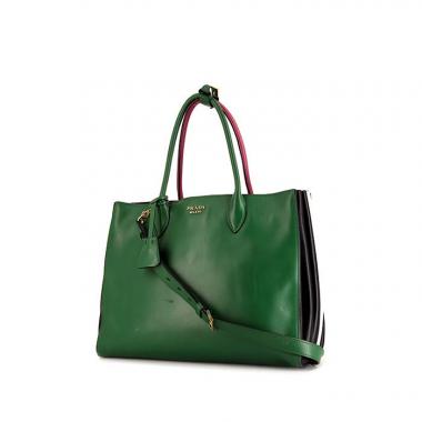Bolso bandolera Prada Bibliothèque modelo grande en cuero verde, rosa y blanco