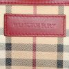 Burberry Canterbury bag worn on the shoulder or carried in the hand in beige Haymarket canvas and burgundy leather - Detail D3 thumbnail