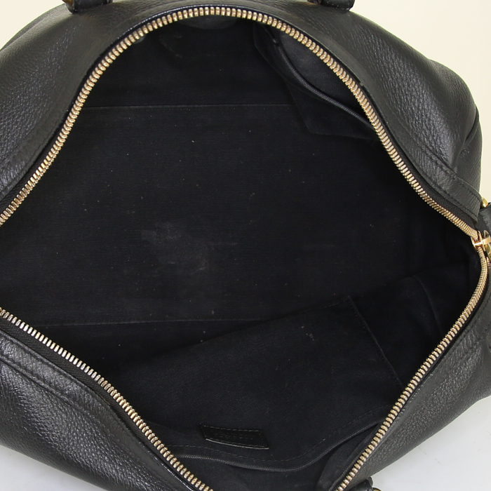 Versace Medusa handbag in black grained leather - Detail D2