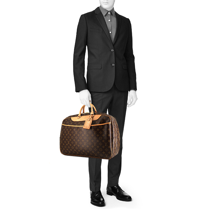 Borsa weekend Louis Vuitton Trouville modello grande in tela monogram marrone e pelle naturale - Detail D1