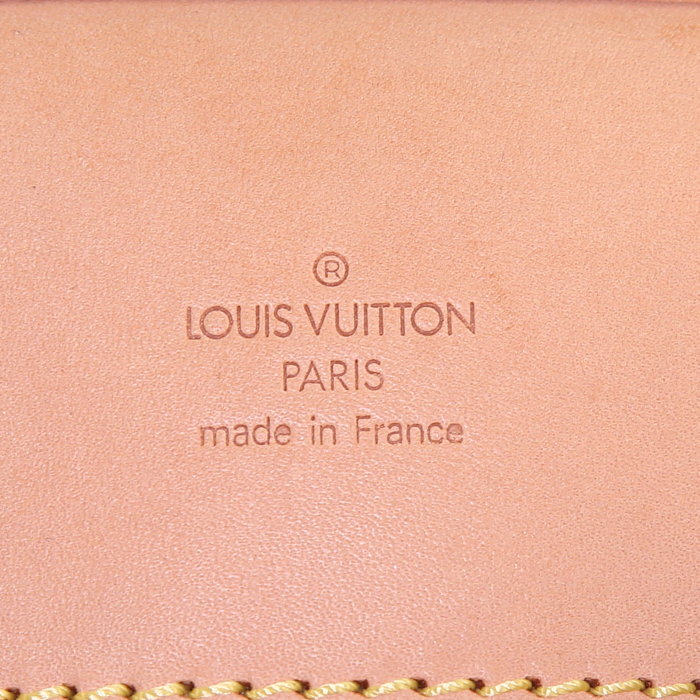 Sac de week end Louis Vuitton Trouville grand modèle en toile monogram marron et cuir naturel - Detail D4