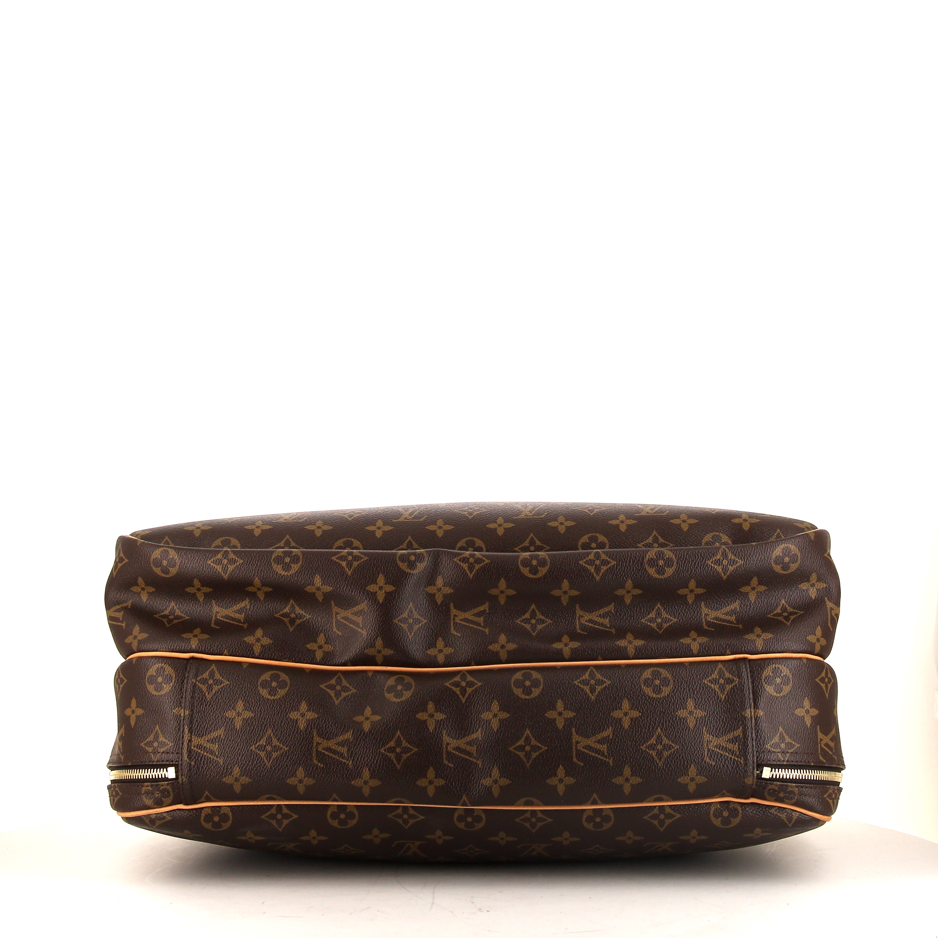 Sac de week end Louis Vuitton Trouville grand modèle en toile monogram marron et cuir naturel - Detail D5