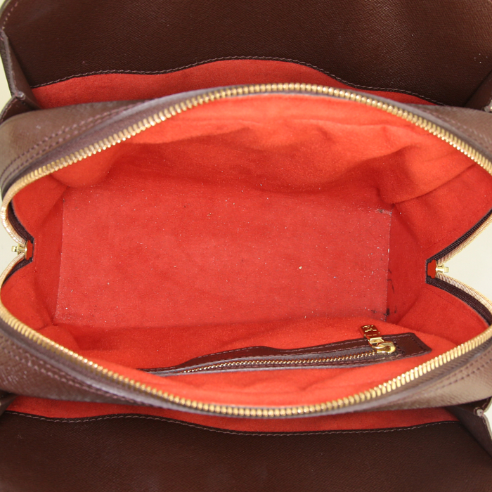 Louis Vuitton Triana bag in ebene damier canvas and brown leather - Detail D2