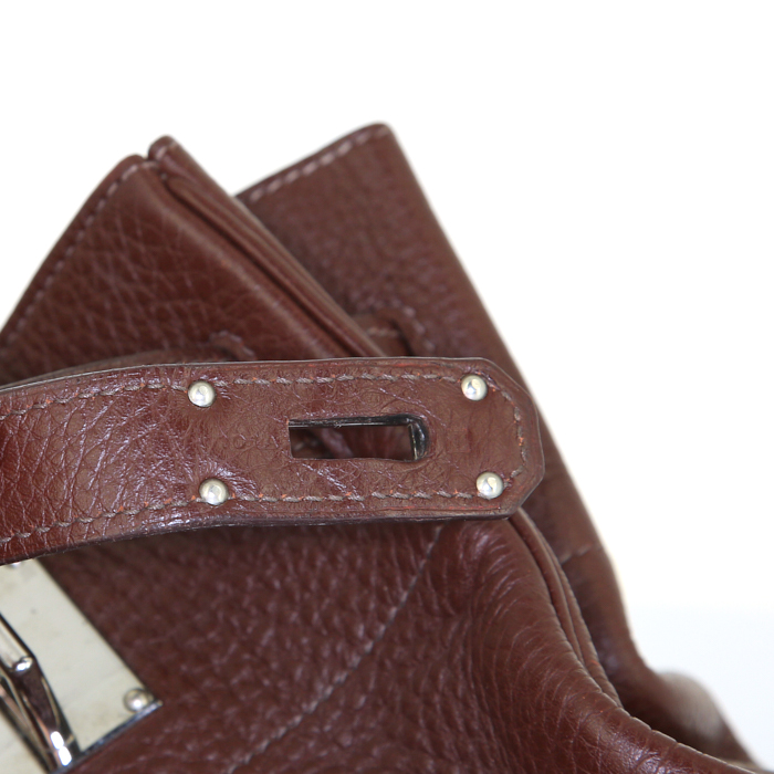Sac à main Hermes Birkin Shoulder en cuir togo marron - Detail D4