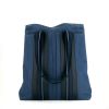 Sac à main Hermes Toto Bag - Shop Bag en toile bleue et cuir noir - 360 thumbnail
