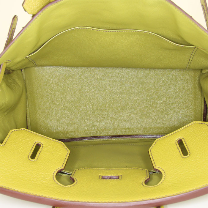 Bolso de mano Hermes Haut à Courroies en cabra verde Chartreuse - Detail D2