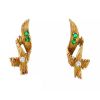 Chaumet 1970's earrings for non pierced ears in yellow gold,  diamonds and emerald - 00pp thumbnail