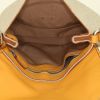 Tod's shoulder bag in orange leather and beige canvas - Detail D2 thumbnail