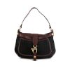 Celine Vintage bag worn on the shoulder or carried in the hand in black monogram suede and burgundy leather - 360 thumbnail