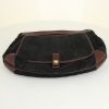Celine Vintage bag worn on the shoulder or carried in the hand in black monogram suede and burgundy leather - Detail D4 thumbnail