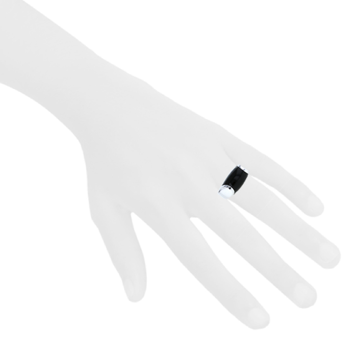 Bulgari Tronchetto ring in white gold and onyx - Detail D1