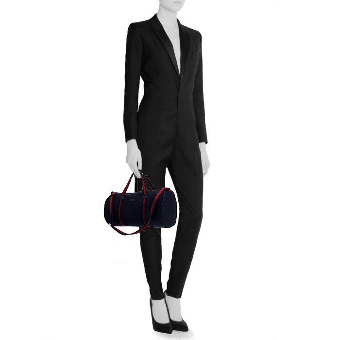 Gucci weekend bag in blue monogram canvas and red canvas - Detail D1