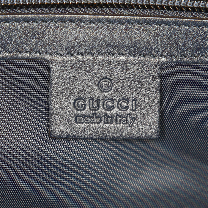 Sac de week end Gucci en toile monogram bleue et toile rouge - Detail D4